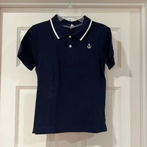 NWT Gymboree Navy Short Sleeve Polo with White Anchor Size 8 100% Cotton